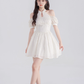 French dress new summer style beautiful temperament waist slimming white short skirt R4503