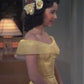 Yellow one-shoulder gentle princess style slim fit long skirt homecoming dress R2485