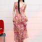 French asymmetric ruffled floral dress for women summer design niche long dress R3325