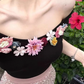 Sweet and spicy design three-dimensional flower short tops for women 2025 hip skirt suit R1075