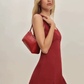 Summer French style U-neck sleeveless slim fit A-line short red suspender dress R2912
