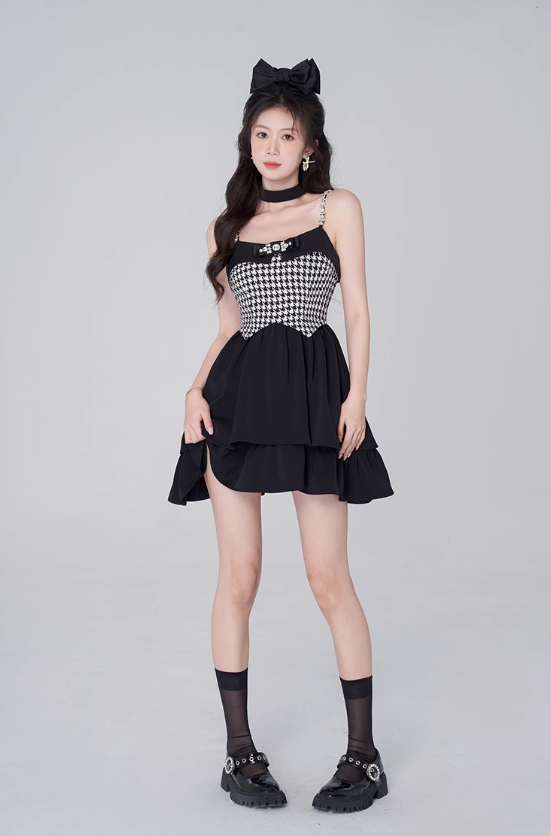 Pure desire little fragrance style suspender dress black sweet princess dress R4113