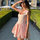 Pink bow strap waist A-line mini skirt homecoming dress R3574
