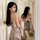 Fairy new Chinese style ink-dyed dress design backless holiday style suspender long dress R1724