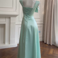 Elegant Mint Green A-Line Square Long Women Dress with Bow-knot Professional Dress Evening Dress RS075