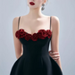 Elegant Black A-Line Spaghetti Straps Mini Women Dress with Applique Birthday Dress Homecoming Dress RS077