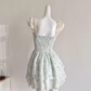 Sweet flying sleeves gentle floral waist princess dress R2008