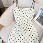 French polka dot suspender dress for women summer new waist slimming short hip skirt R3954