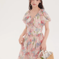 Tea break French beautiful dress 2025 new floral dress waist temperament long dress R2388