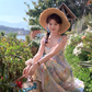 Long waist A-line suspender dress summer French retro temperament high-end skirt R4662