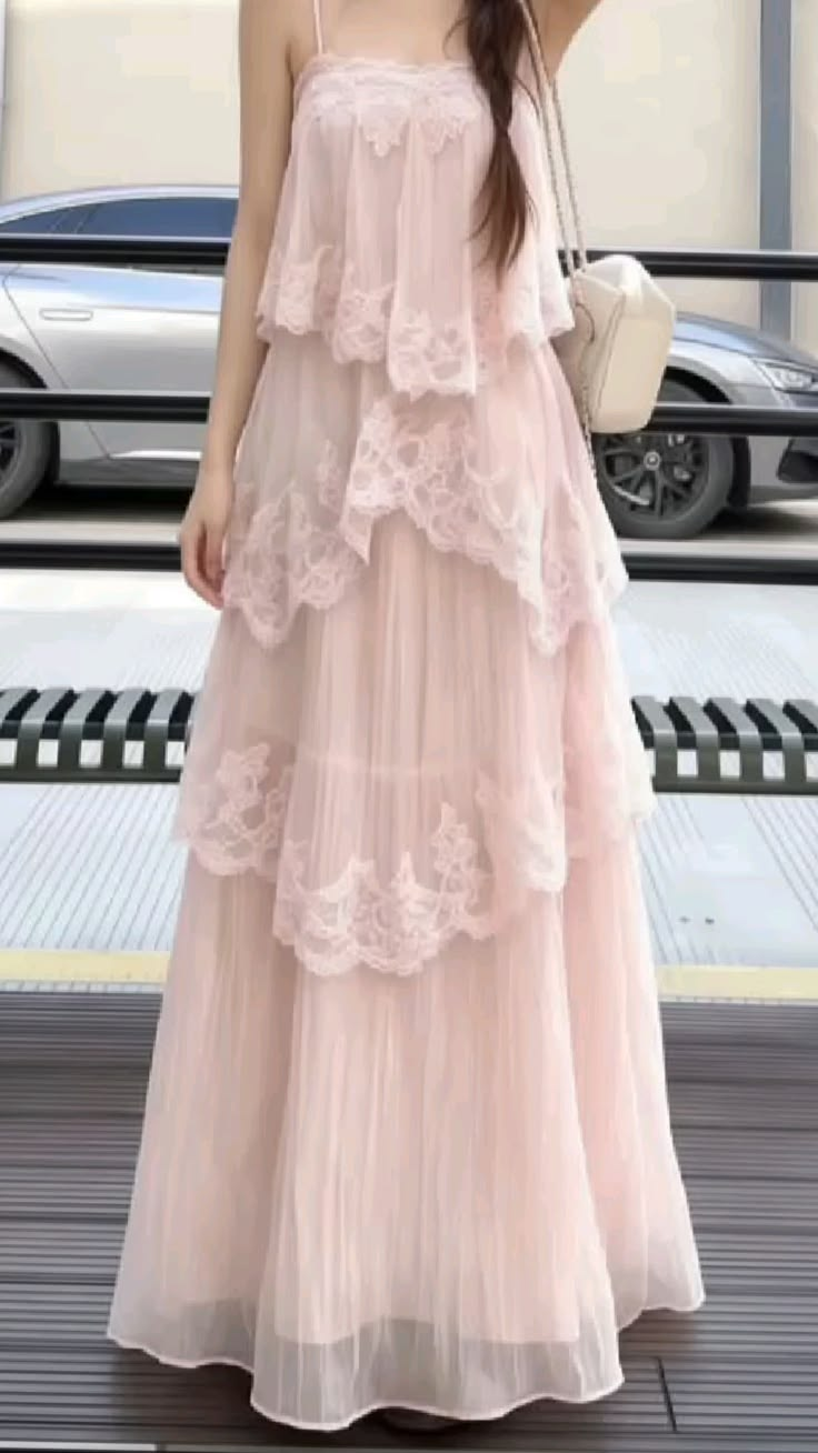 Girlish Ruffled Tulle Prom Gown Blush Pink Women's Corset Maxi Birthday Dress — Fall Outfit 2026 RS3056