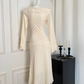 Rose Pattern Lace Long Sleeve Fishtail Dress R2015