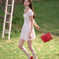 Small fresh and age-reducing floral waist dress summer playful French puff sleeve short skirt R3339