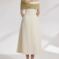 Minimalist Light Ivory A-Line Bateau Long Women Dress with Color Blocking Professional Dress Evening Dress RS077