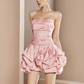 Cute Pale Pink A-Line Strapless Mini Women Dress with Fold Birthday Dress Evening Dress RS078
