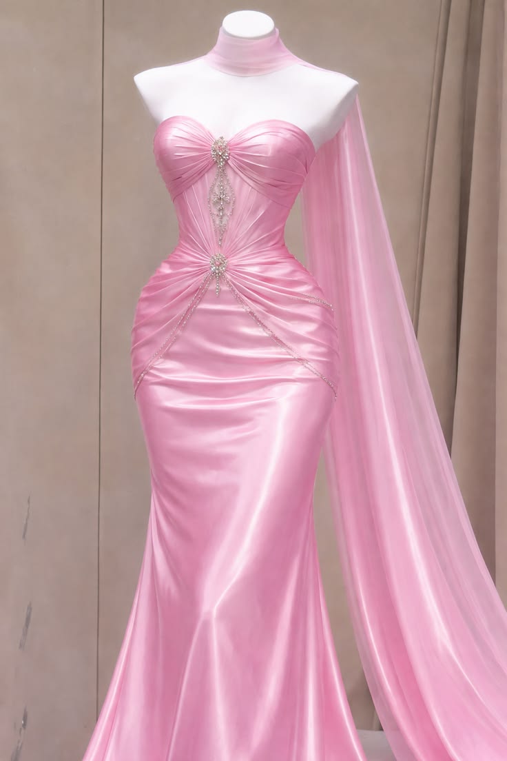 Sweet Pink Mermaid Sweetheart Beaded Bodycon Maxi Women Dress Prom Dress Birthday Dress RS301