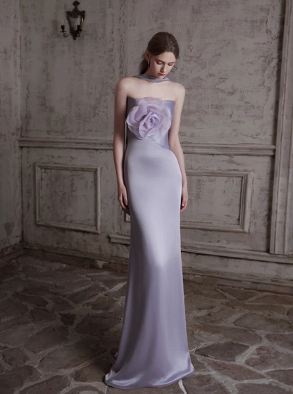 French Chic Lavender Sheath Bateau Long Women Dress with Applique Prom Dress Evening Dress RS078