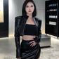 Sweet and spicy high-grade leather jacket 2025 plus size hot girl sexy hip skirt suit R1162