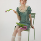 French skirt green plaid dress summer retro short skirt petite short skirt female summer R3457