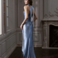 French Chic Pale Blue Sheath Bateau Long Women Dress Prom Dress Evening Dress RS079