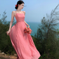 Retro niche design backless suspender dress seaside holiday outfit long dress R1459