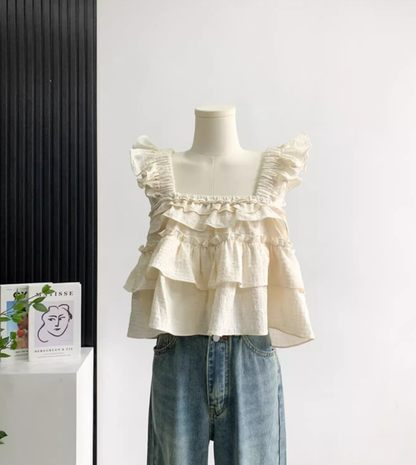 Short sleeveless earrings sling 2025 new summer unique and chic tops outerwear vest R0294