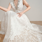 Elegant White A-Line V-neck Long Women Dress with Beaded Professional Dress Evening Dress RS082