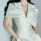Minimalist White A-Line Portrait Long Women Dress Prom Dress Evening Dress RS086
