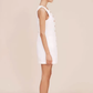 Dress White French Sleeveless Single Breasted Slim Fit A-Line Short R2910