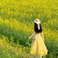 Travel wear women's yellow suspender dress gentle temperament super beautiful waist skirt R0437
