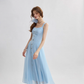 French suspender skirt blue dress sweet style long skirt R2693