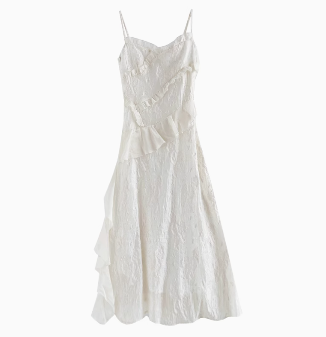 2025 Summer French Gentle Style White Suspender Dress Beautiful Holiday Dress R1908