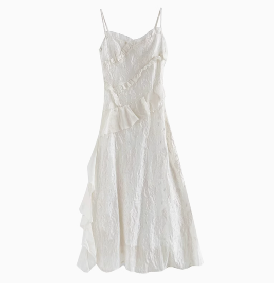 2025 Summer French Gentle Style White Suspender Dress Beautiful Holiday Dress R1908