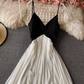 Maldives beach dress new style sling backless holiday travel pleated dress super fairy long skirt R0335