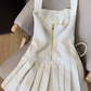 French style Chanel style halter neck dress new summer style high-end pleated skirt R3989
