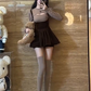 Pure desire style hollow slim bottoming shirt 2025 large size waist strap skirt suit R1345