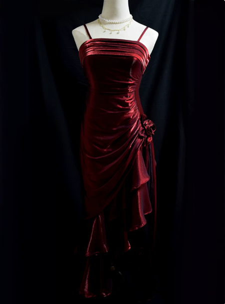 Elegant Lavender Sheath Spaghetti Straps Midi Women Dress with Draped Prom Dress Evening Dress RS089