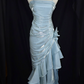 Elegant Lavender Sheath Spaghetti Straps Midi Women Dress with Draped Prom Dress Evening Dress RS089