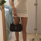 White halter neck suspenders waist hip skirt homecoming dress R3213