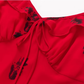 2025 Summer New Red Sexy V-neck Wood Ear Edge Floral Sleeveless Holiday Dress R0905