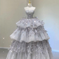 A Line Ball Gown Tulle Long Prom Dress Evening Dresses         S7109