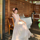 Gentle temperament v-neck jacquard halter dress holiday style beautiful dress R0871