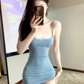 Pure desire design knitted suspender dress plus size hot girl slim bottom hip skirt R1097