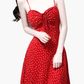 2025 summer new red floral temperament slim medium-length suspender dress R0924