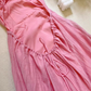2025 new summer light peach pink sleeveless large swing backless holiday fairy back lace-up dress R0302