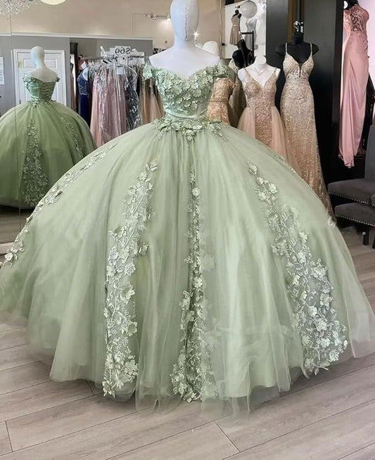 Gorgeous off Shoulder Quinceanera Dresses Ball Gown Puffy Prom Gowns Lace Sweet 15 16 Gown       S6737
