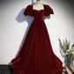 Burgundy Velvet Long Prom Dress Evening Dress      S6722
