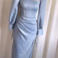 Sky Blue Satin Long Evening Dress Party Dress Prom Dress       S6698