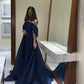 A line Strapless Blue Long Prom Dress      S6752