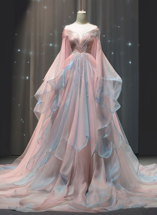 Elegant Ball Gown Off The Shoulder Pink Chiffon Long Prom Dress Evening Dresses    S6704